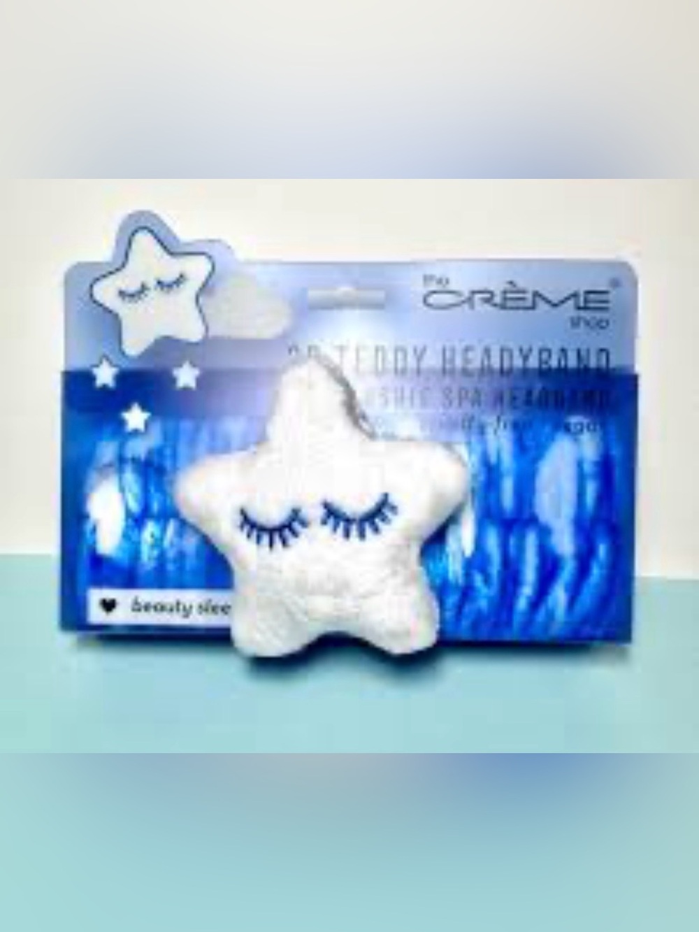 The Crème Shop White Star 3D Plush Headband - Soft Bath & Hair Wrap